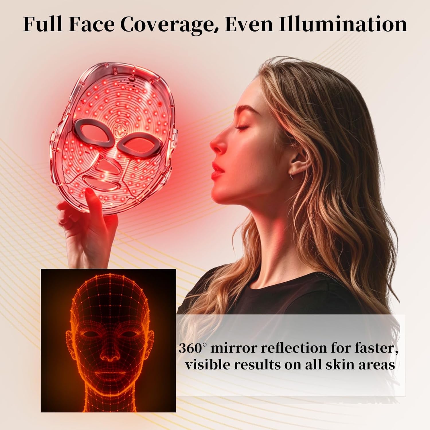 7-Color LED Facial Mask, Rechargeable Adjustable Brightness LED Face Mask, Home Skin Glow Beauty Mask for Facial Skin Care